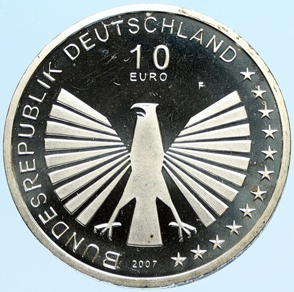 2007 GERMANY Map of State within Europe Genuine Proof Silver 10 Euro Coin i97786