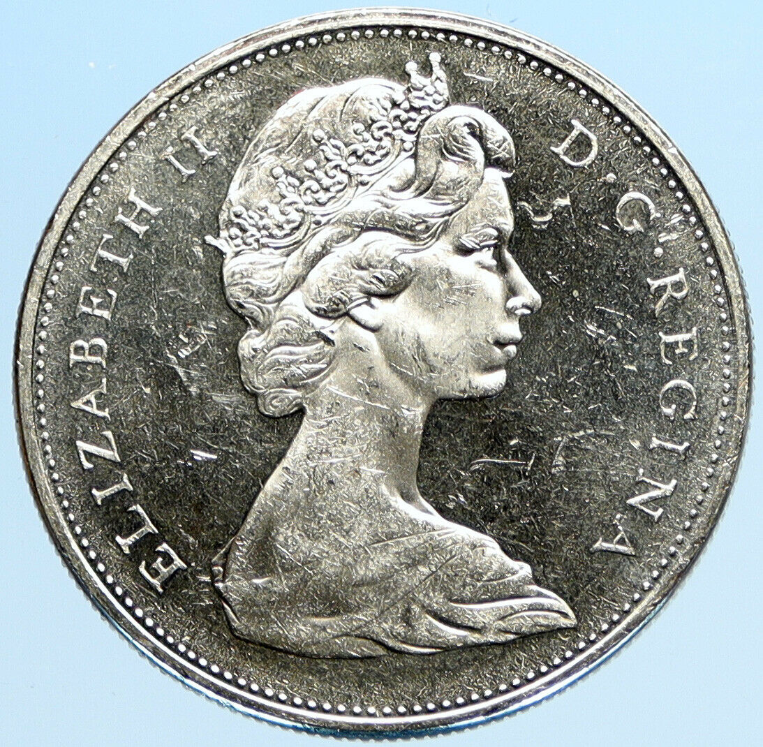 1965 CANADA UK Queen Elizabeth II Voyagers Proof-like Silver Dollar Coin i97788