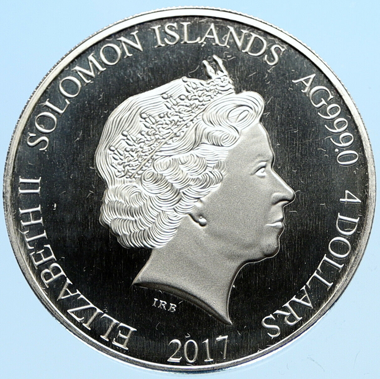 2017 SOLOMON ISLANDS Queen Elizabeth II Statue of Liberty Silver $4 Coin i97809