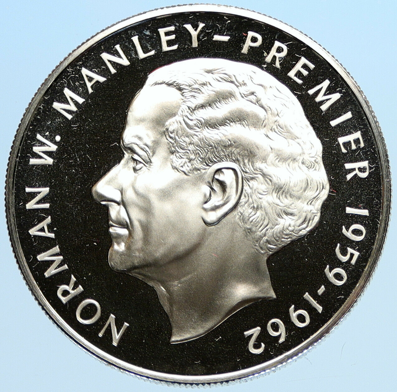 1974 JAMAICA Premier Norman W Manley VINTAGE OLD Proof Silver $5 Coin i97801