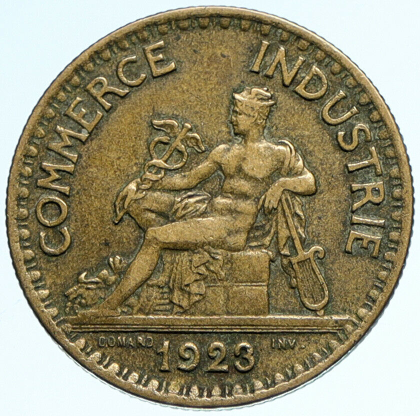 1923 FRANCE Antique CHAMBERS OF COMMERCE Industry OLD 2 Franc French Coin i98357