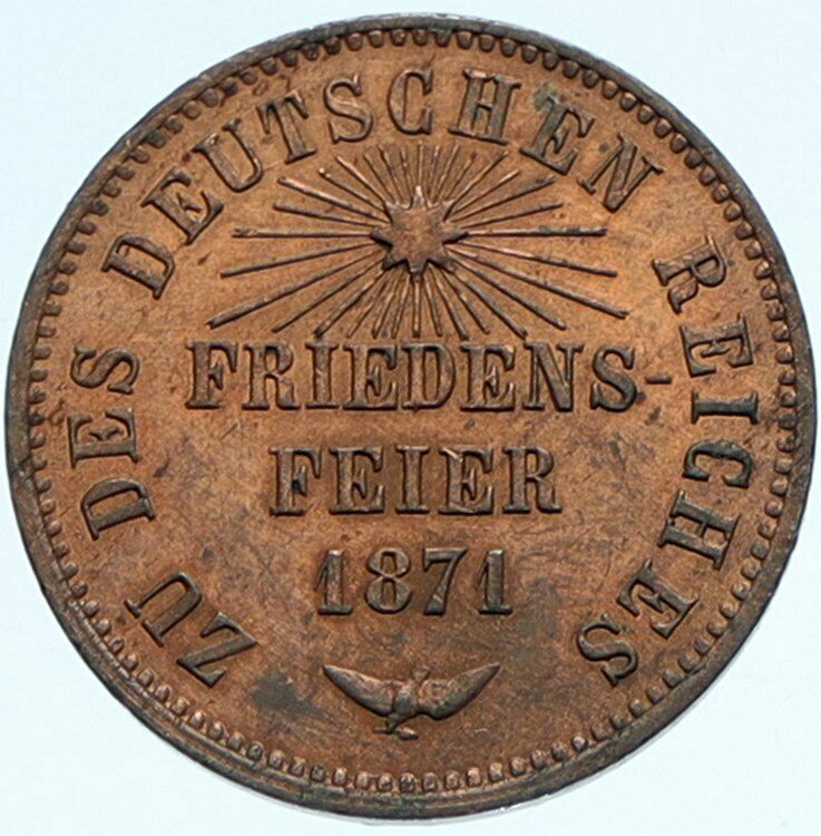 1871 GERMANY GERMAN STATE BADEN Friedrich I Victory v FRANCE Kreuzer Coin i98358