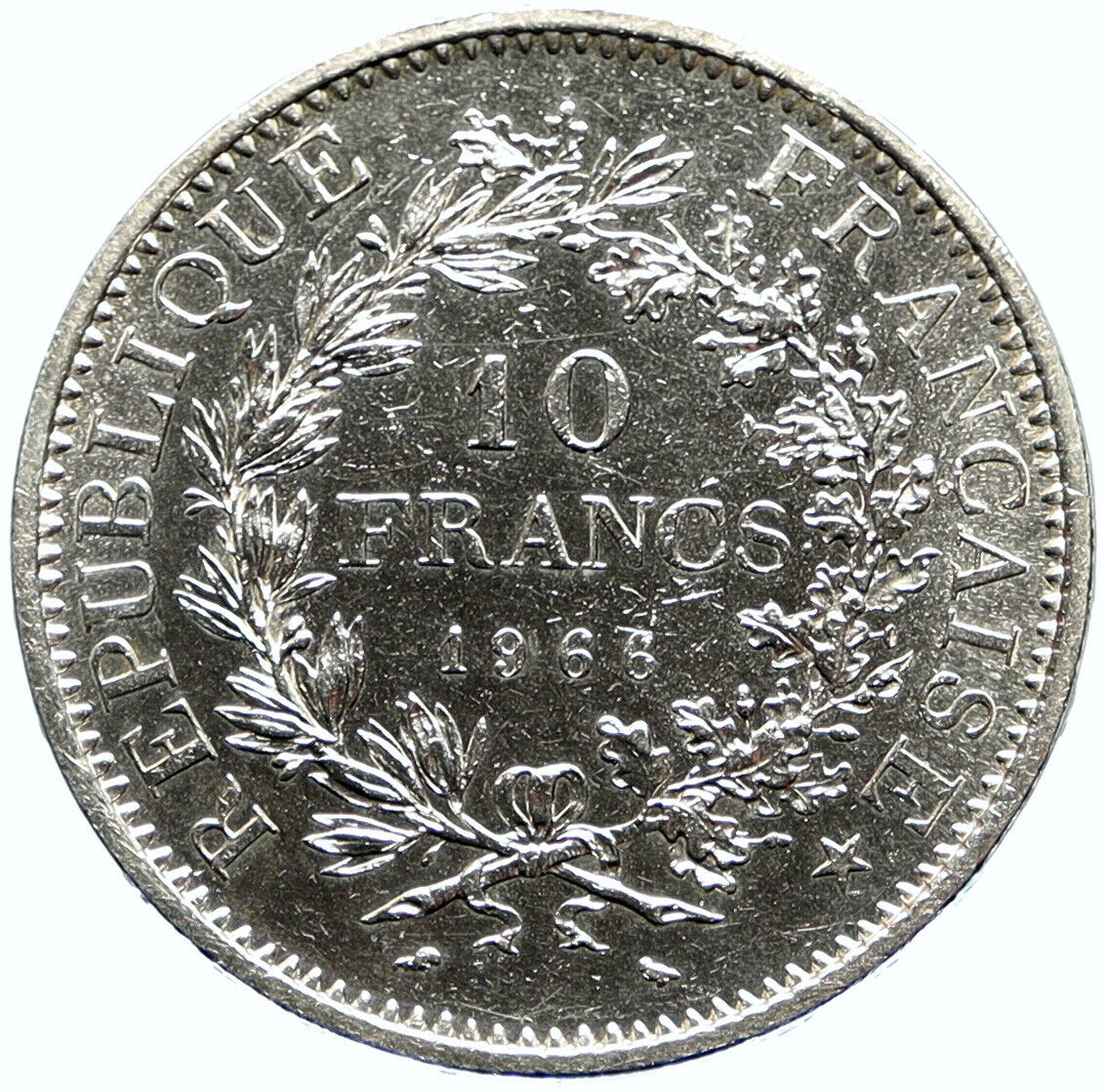 1966 FRANCE Large HERCULES Motto VINTAGE Old Silver 10 FRANCS French Coin i98814