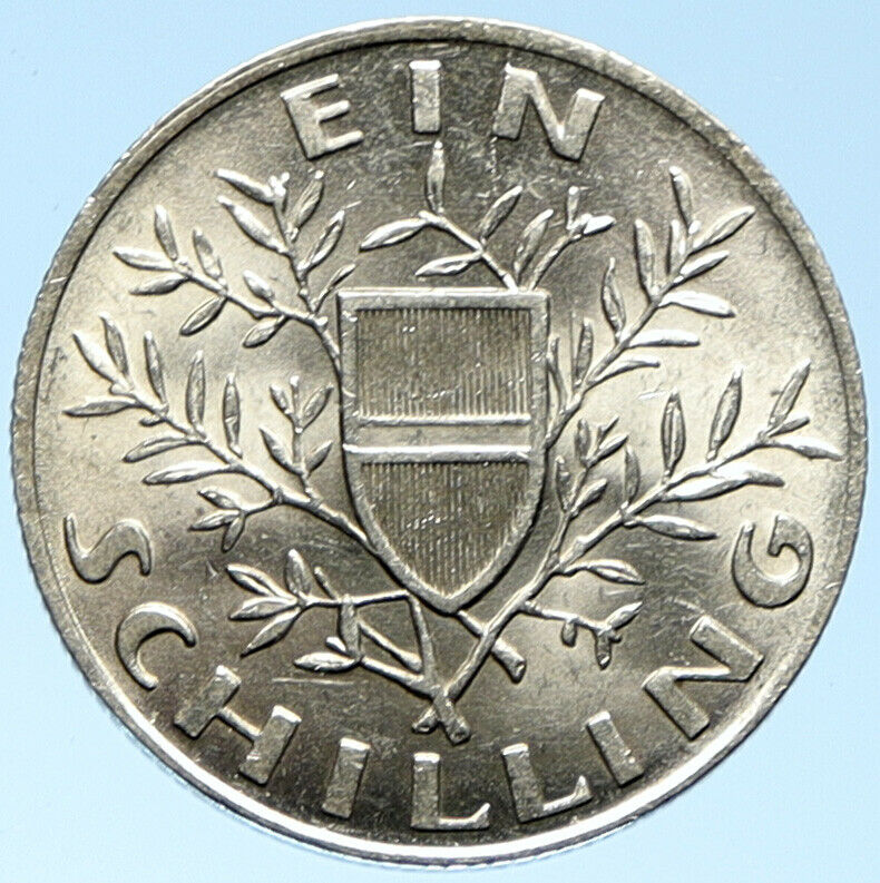 1924 AUSTRIA Parliament in Vienna Edelweiss Antique Silver Schilling Coin i99155