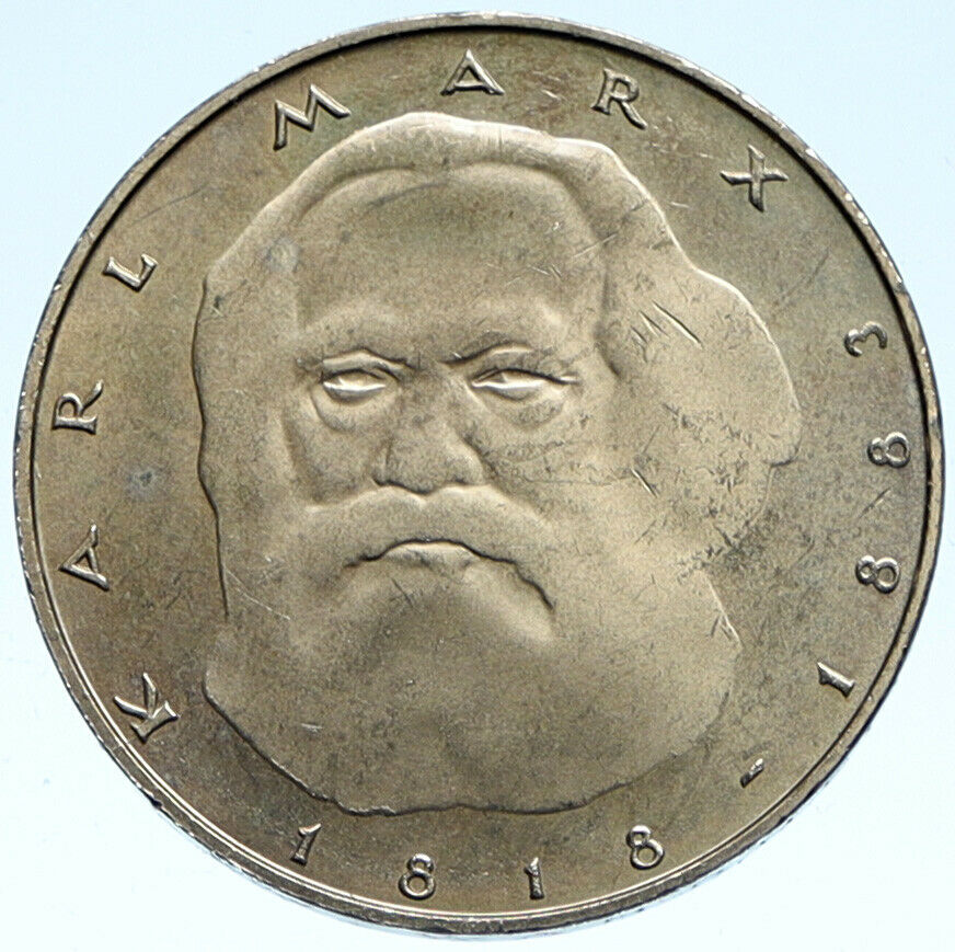 1983 GERMANY Carl Karl MARX Philosopher OLD Vintage German 5 Mark Coin i99242