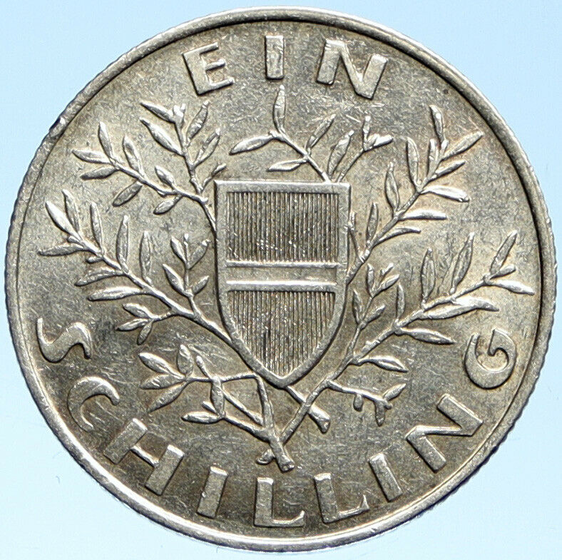 1924 AUSTRIA Parliament in Vienna Edelweiss Antique Silver Schilling Coin i99154