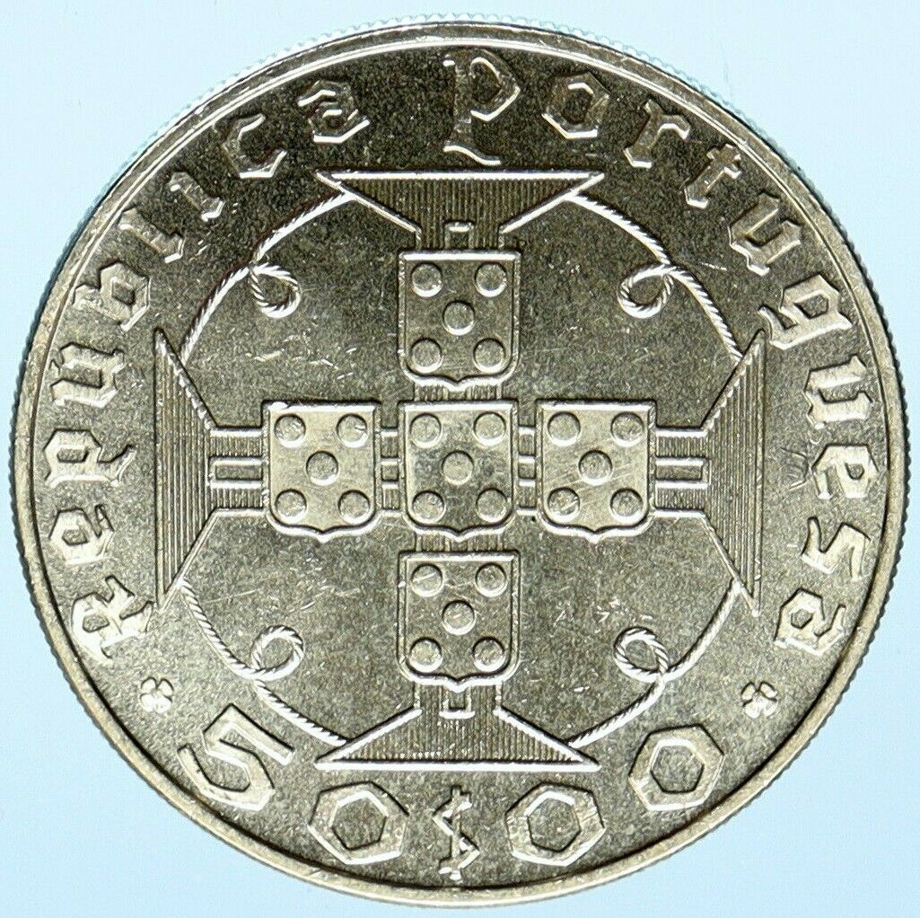 1970 PORTUGAL SAO TOME and PRINCIPE St Thomas & Prince Silver 50 Esc Coin i99017