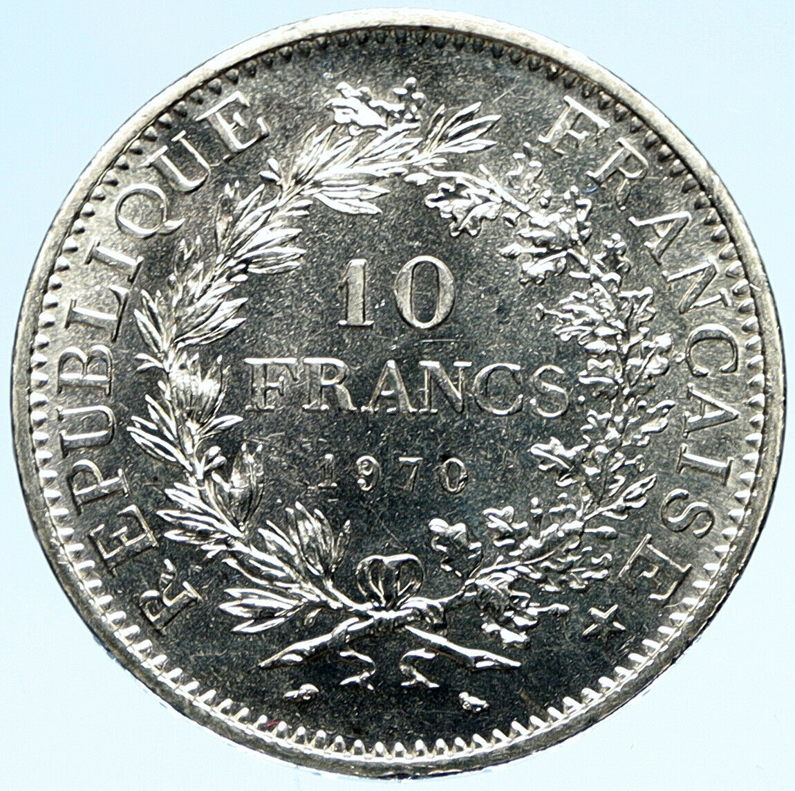 1970 FRANCE Large HERCULES Motto VINTAGE BU Silver 10 FRANCS French Coin i98905