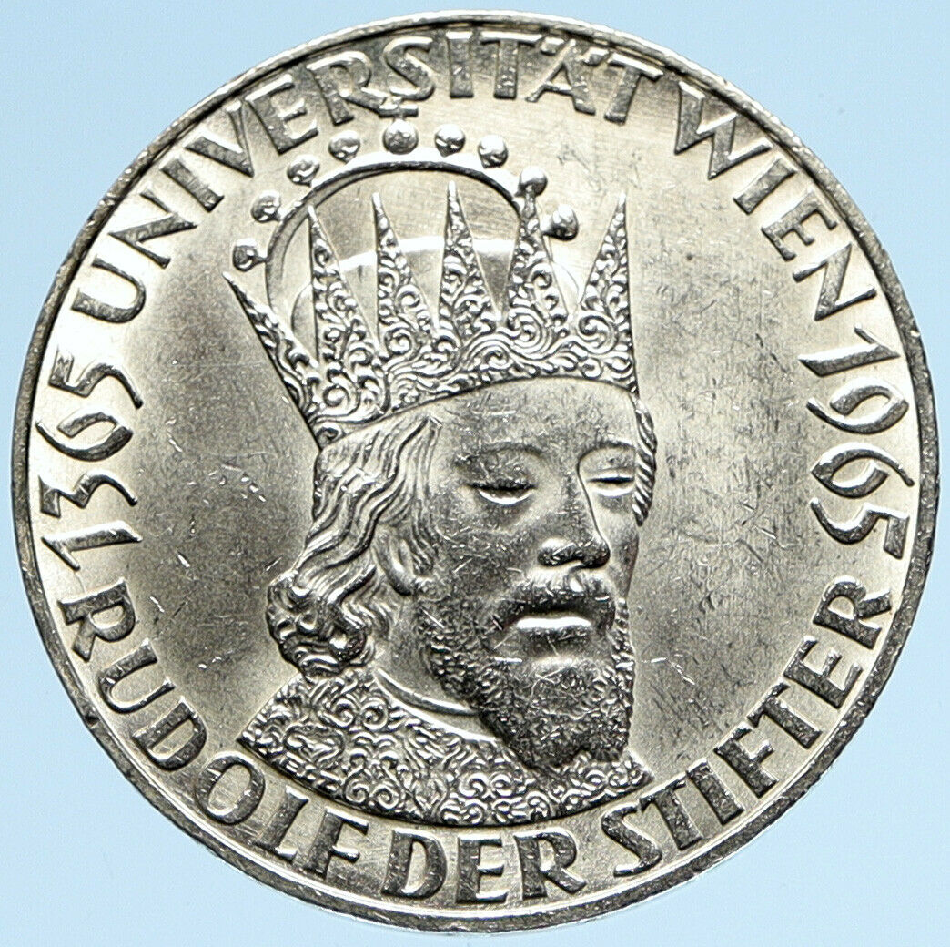 1965 AUSTRIA 600th VIENNA UNIVERSITY Rudolf IV Stifter BU Silver 50S Coin i98877