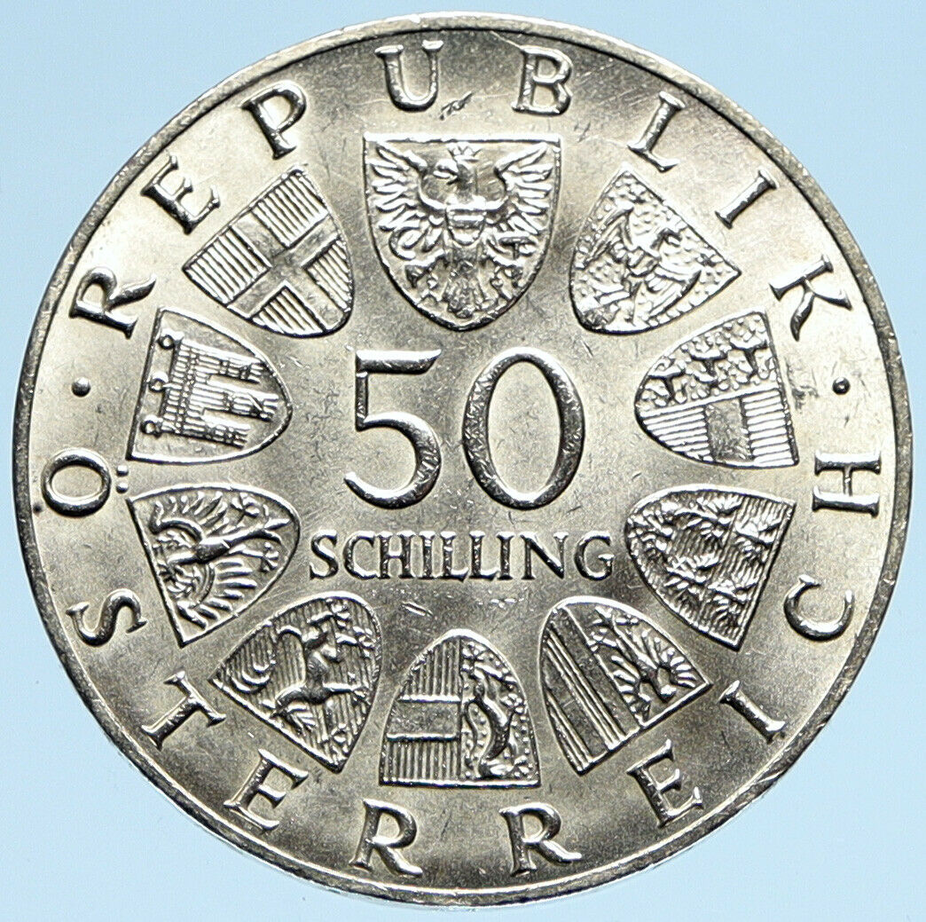 1965 AUSTRIA 600th VIENNA UNIVERSITY Rudolf IV Stifter BU Silver 50S Coin i98877