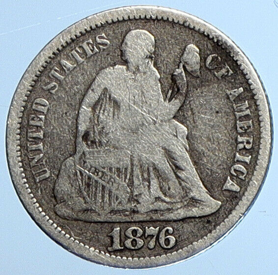 1876 P UNITED STATES US Silver SEATED LIBERTY Vintage Antique Dime Coin i111018