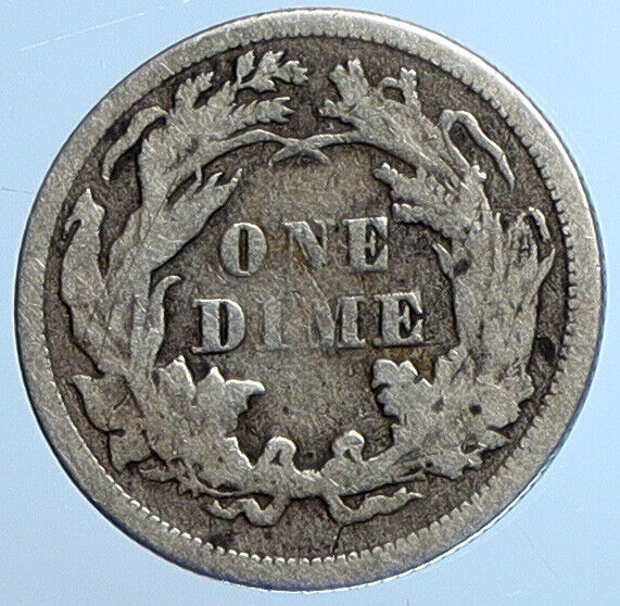 1876 P UNITED STATES US Silver SEATED LIBERTY Vintage Antique Dime Coin i111018