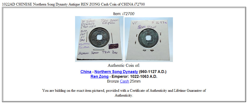 1022AD CHINESE Northern Song Dynasty Antique REN ZONG Cash Coin of CHINA i72700