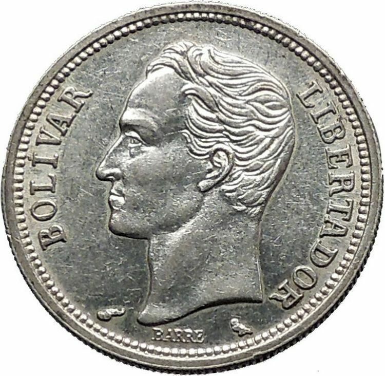 1965 Freemason President Simon Bolivar VENEZUELA Founder Silver Coin i44660