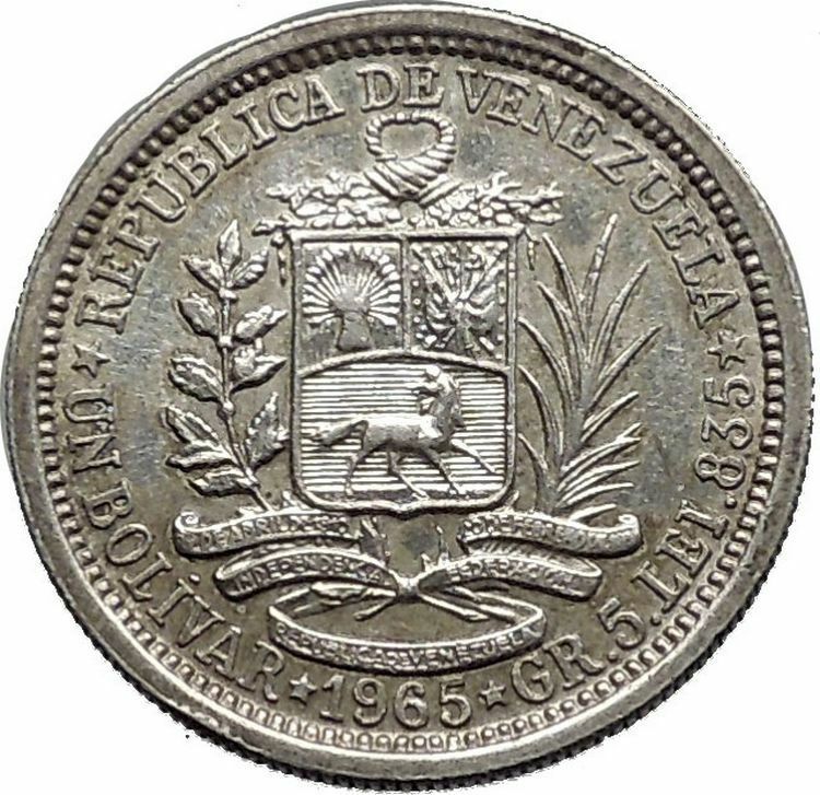 1965 Freemason President Simon Bolivar VENEZUELA Founder Silver Coin i44660