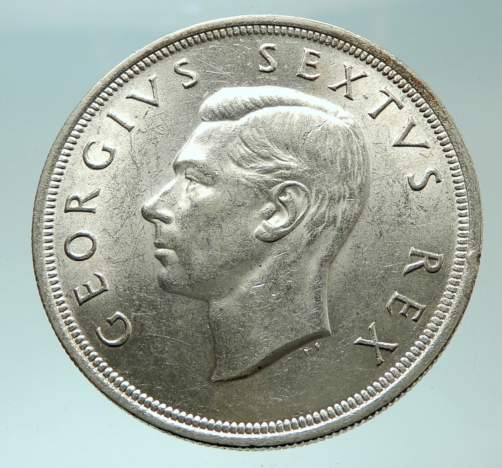 1949 SOUTH AFRICA George VI SPRINGBOK Deer Silver 5 Shillings LARGE Coin i75875