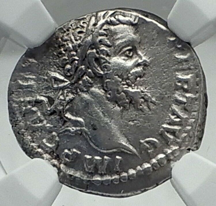 SEPTIMIUS SEVERUS Rare LGEIONARY DENARIUS Silver Roman Coin LEG XIV NGC i79213