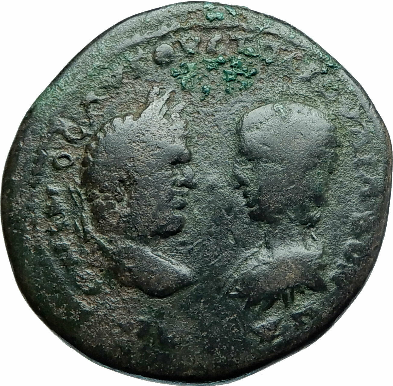 CARACALLA & JULIA DOMNA Marcianopolis Ancient 198AD Roman Coin w ZEUS i78941