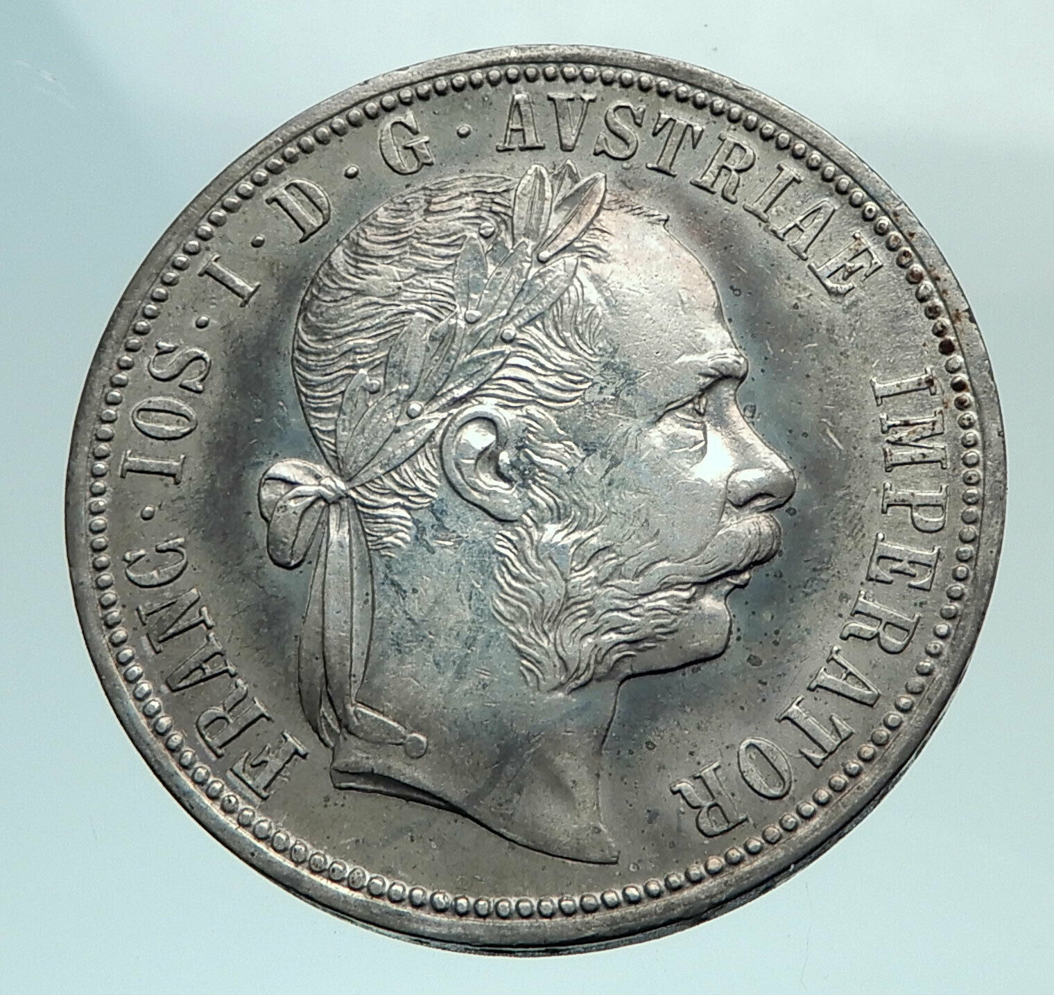 1889 AUSTRIA w King FRANZ JOSEPH I Antique Genuine Silver 1 Florin Coin i79788