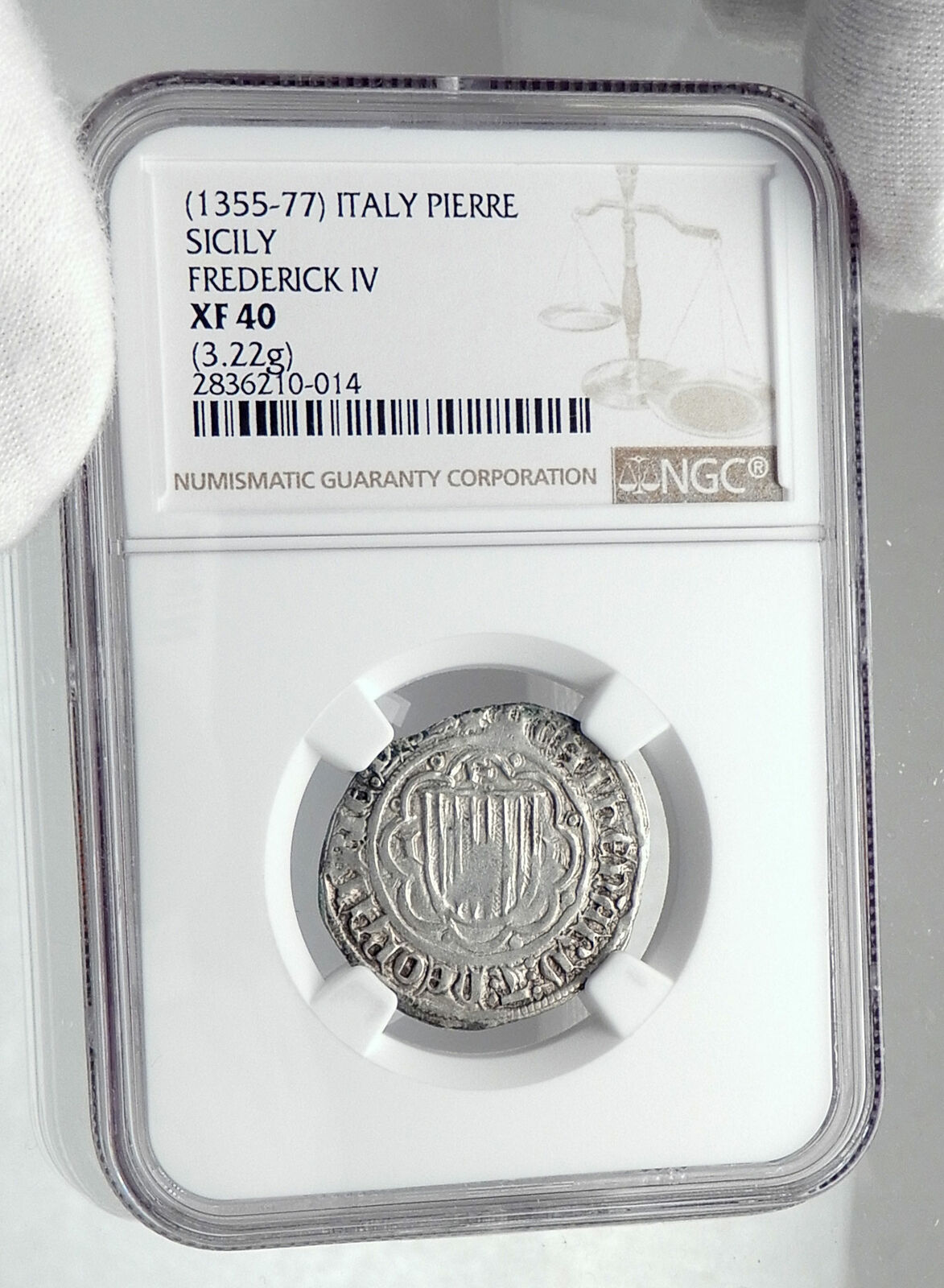 1355AD SICILY Sicilian Kingdom FREDERICK IV the Simple Silver Coin NGC i80501