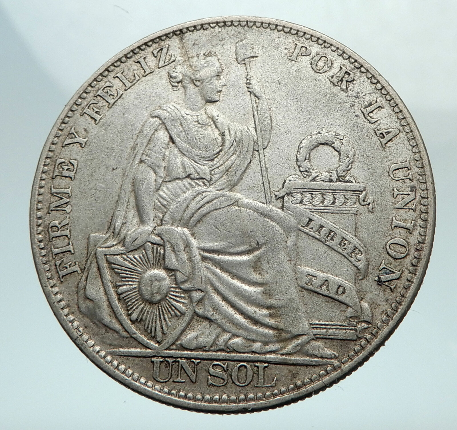 1924 PERU South America 1 SOL Antique BIG Original Silver Peruvian Coin i80319