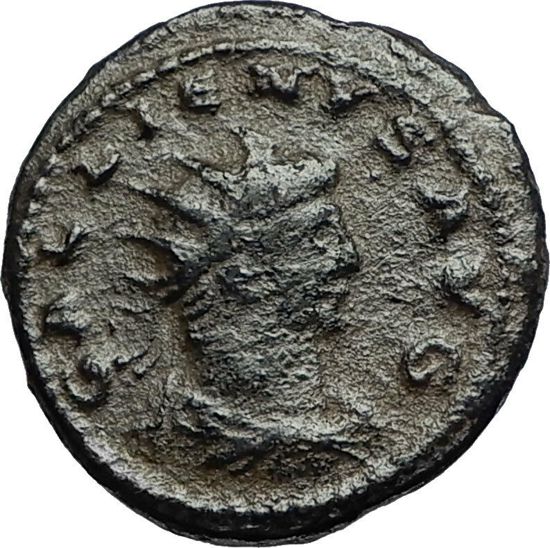 GALLIENUS Authentic Ancient Original 267AD Roman Antioch Coin w SOLDIER i67655