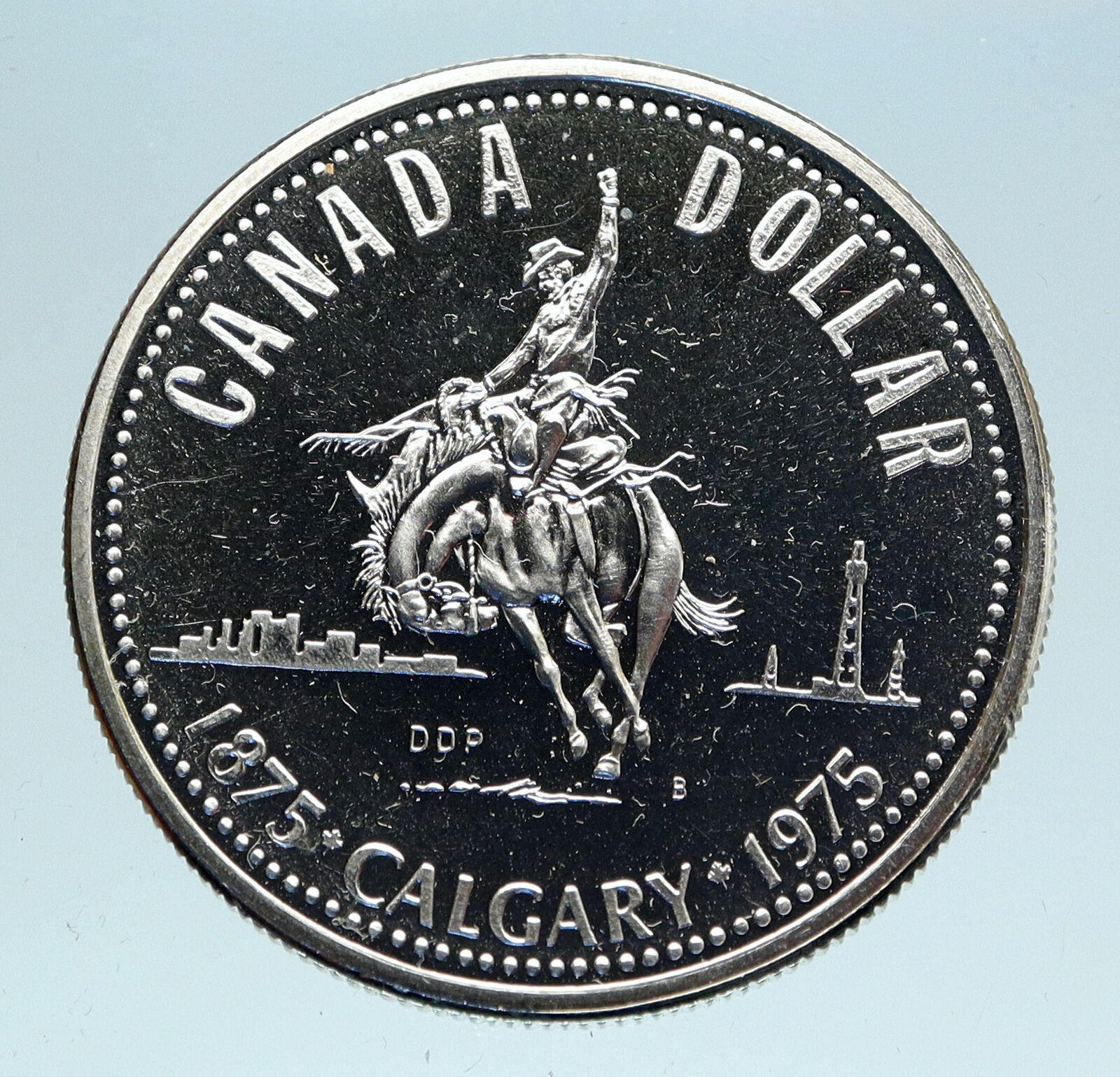 1975 CANADA UK Queen Elizabeth II Calgary 100Years Huge Proof Silver Coin i83072