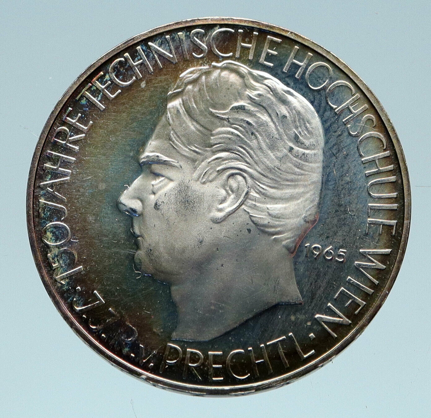 1965 AUSTRIA Vienna Tech School J J von Prechtl Proof Silver 25 Slng Coin i83113