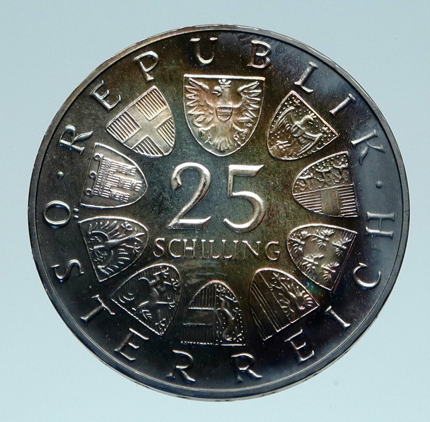 1965 AUSTRIA Vienna Tech School J J von Prechtl Proof Silver 25 Slng Coin i83113