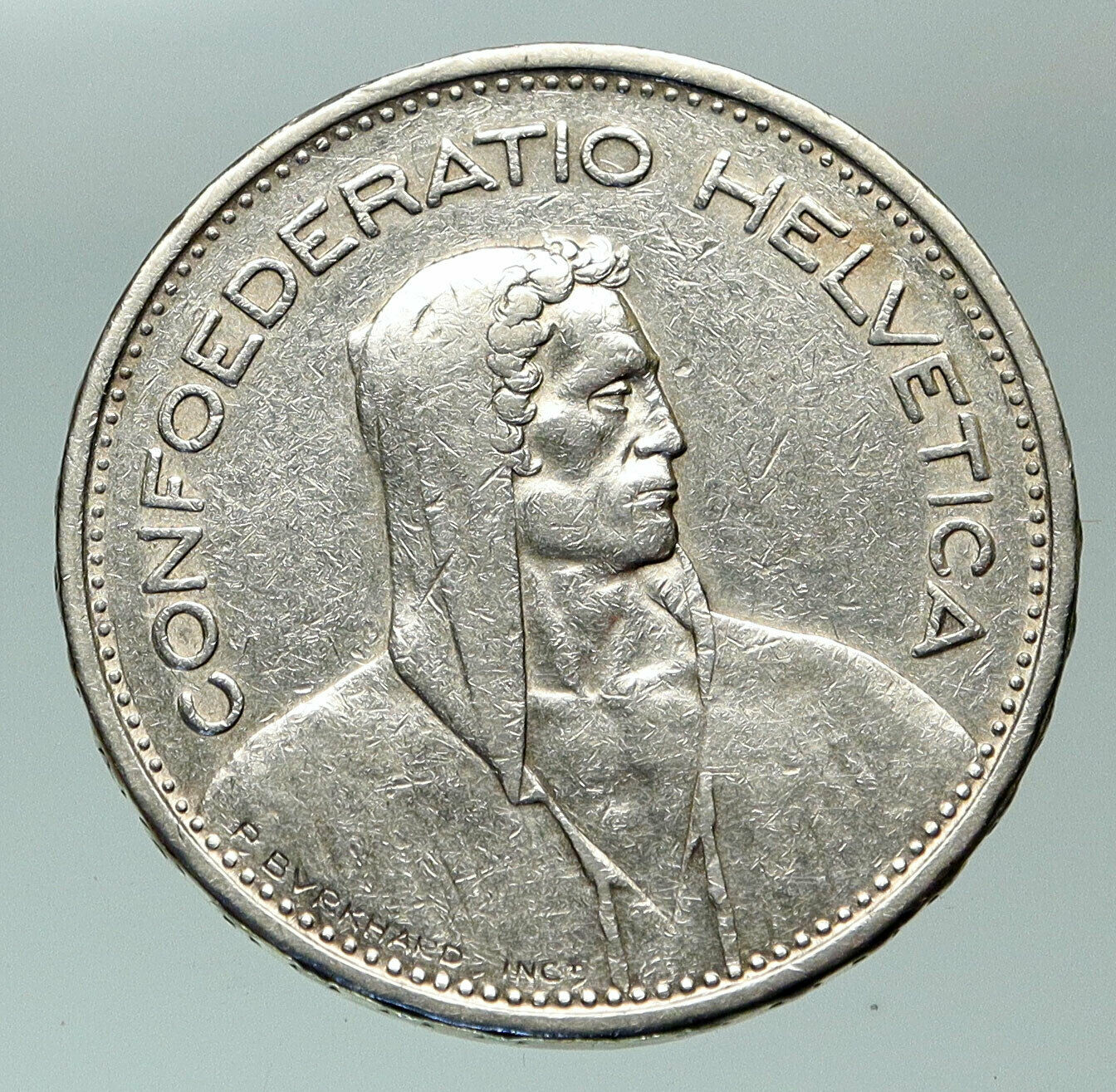 1937 Switzerland Founding HERO WILLIAM TELL 5 Francs Silver Swiss Coin i84855