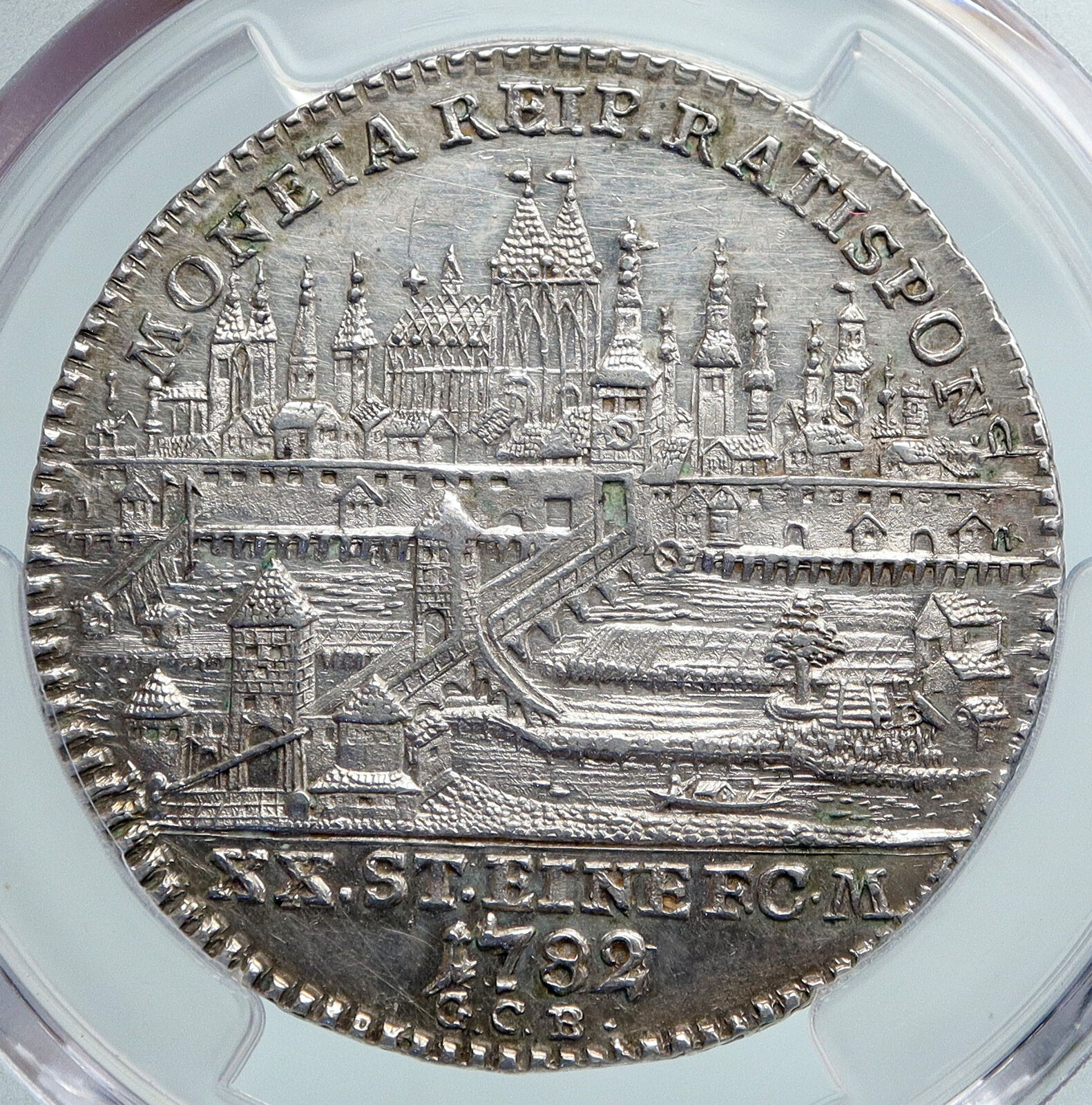 1782 GERMANY Free City REGENSBURG Joseph II Silver 1/2 Taler Coin PCGS i89605