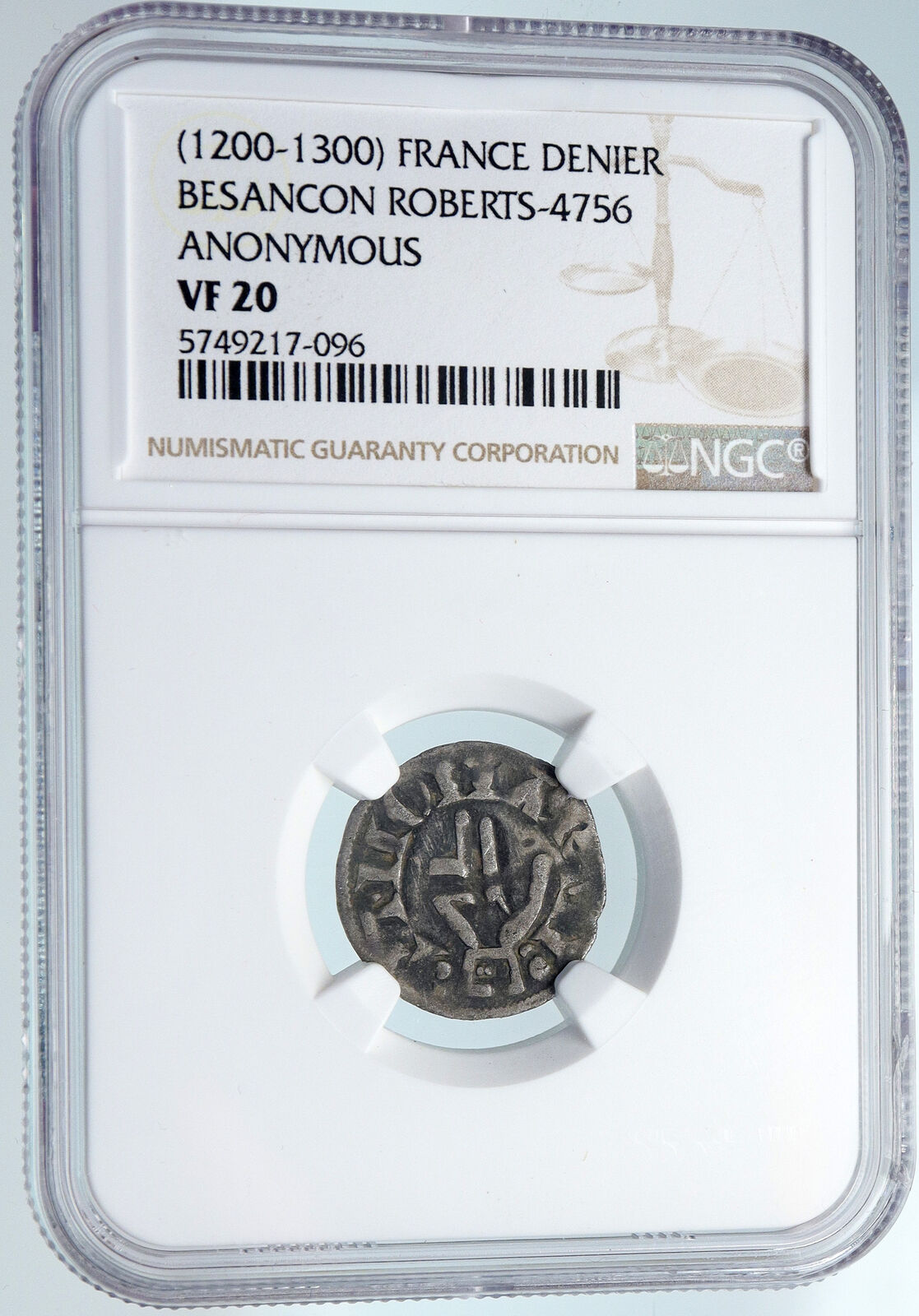 1200AD FRANCE Archbishopric BESANCON Old Silver Denier Medieval NGC Coin i89607