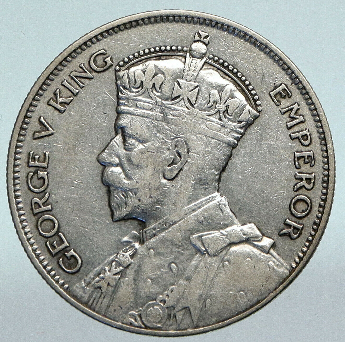 1935 NEW ZEALAND UK King George V Genuine Antique Silver Half Crown Coin i89774