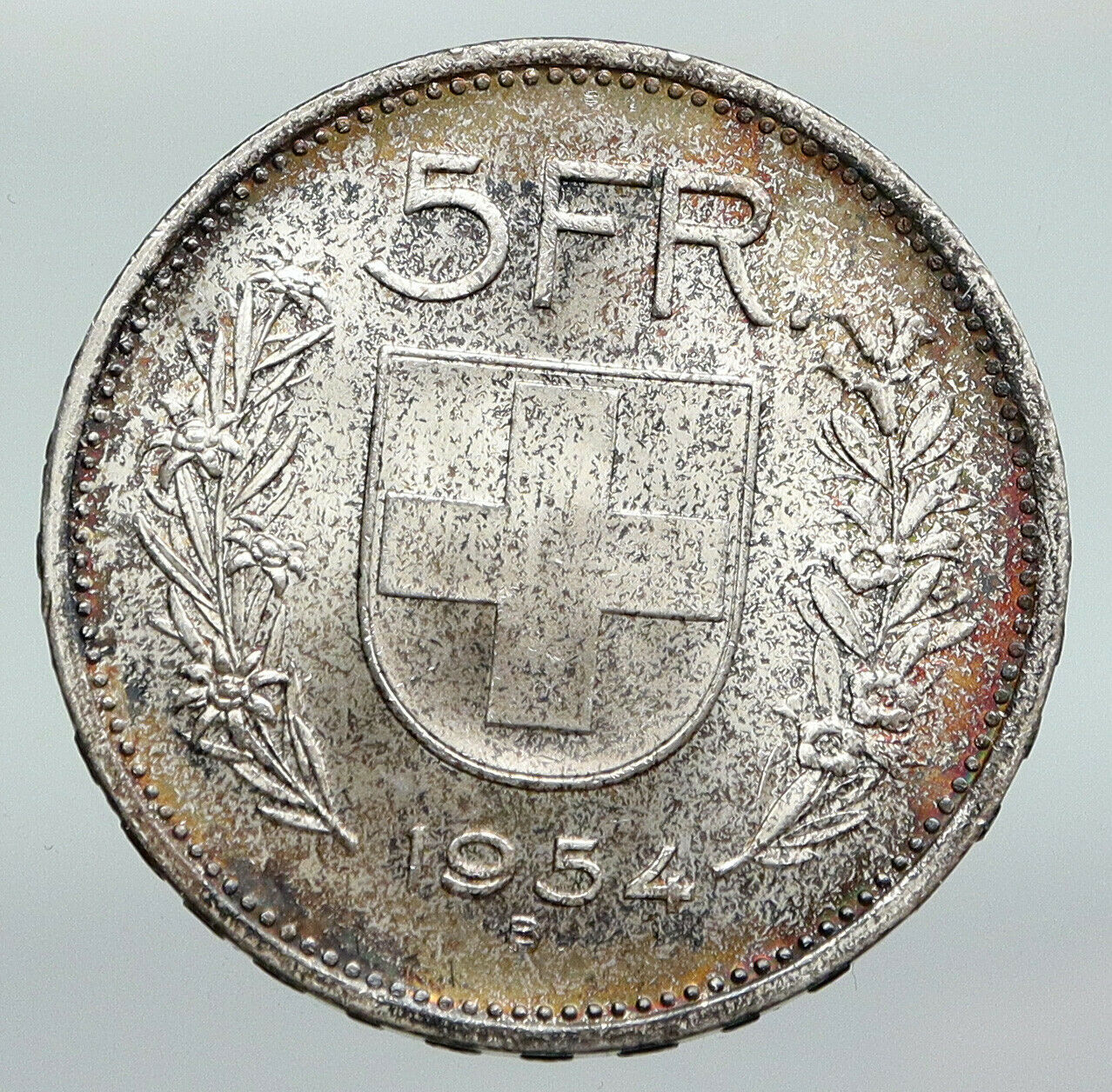 1954 B Switzerland Founding HERO WILLIAM TELL 5 Francs Silver Swiss Coin i91666