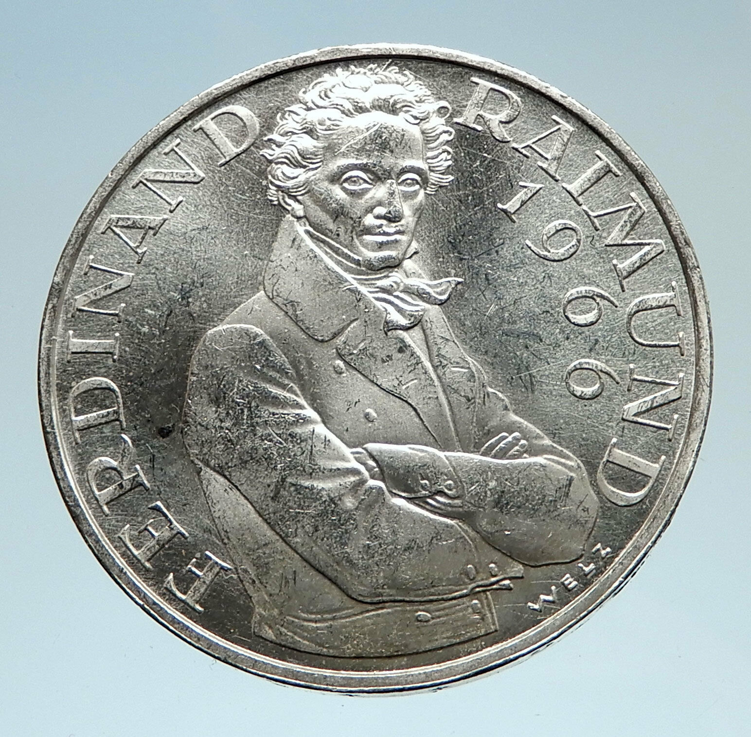 1966 AUSTRIA with Drama Actor Ferdinand Raimund Silver 25 Schilling Coin i75197