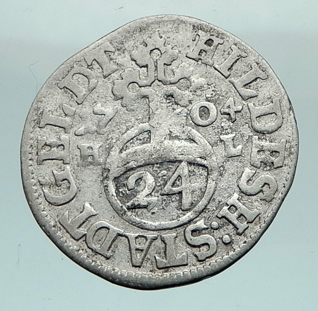 1704 GERMANY Free City HILDESHEIM Genuine Silver Reichsgroschen Coin i80889