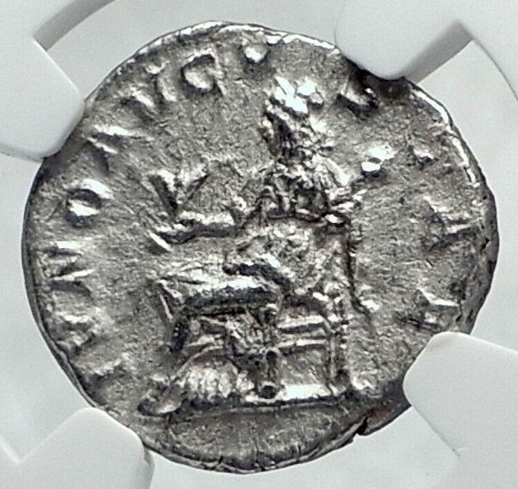 JULIA MAMAEA Authentic Ancient 231AD Rome Silver Roman Coin JUNO NGC i81404