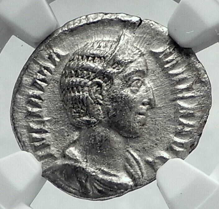 JULIA MAMAEA Authentic Ancient 231AD Rome Silver Roman Coin JUNO NGC i81404