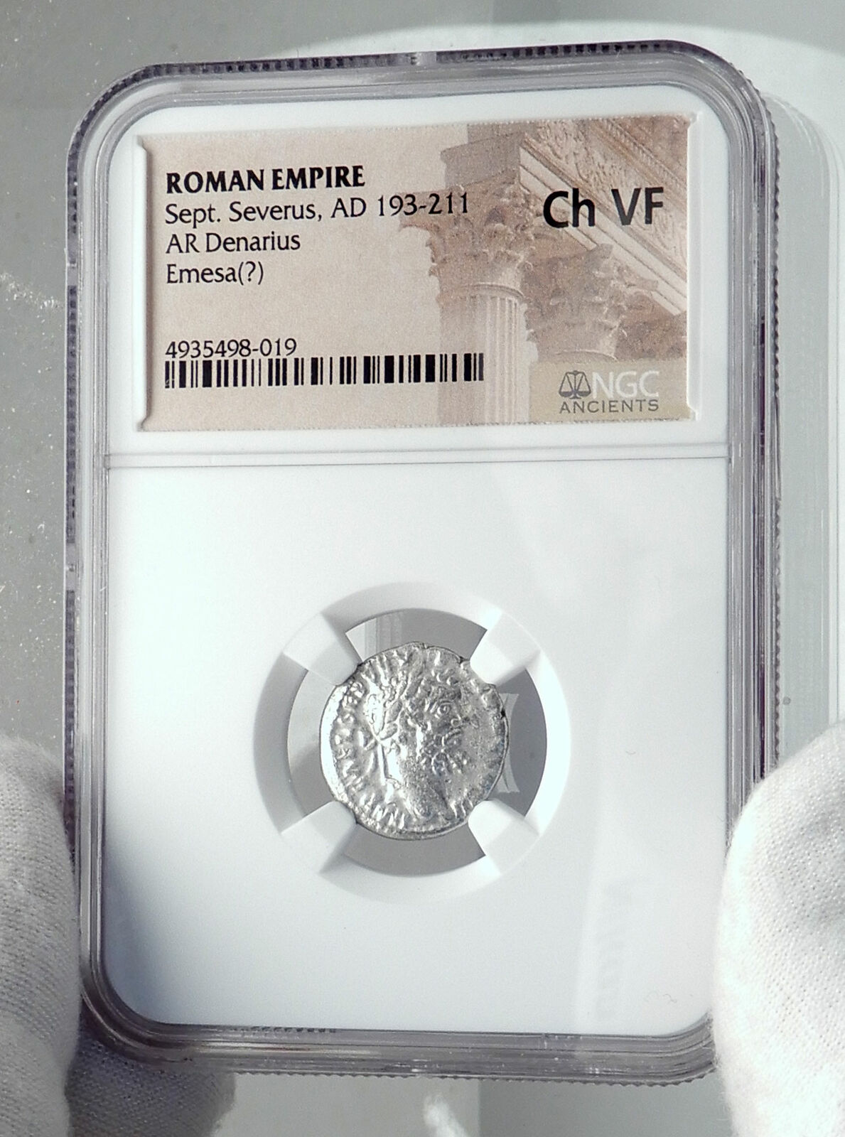 SEPTIMIUS SEVERUS Authentic Ancient 194AD EMESA Roman Coin FORTUNA NGC i81427