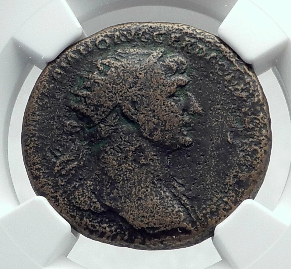 TRAJAN Builds AQUEDUCT the AQUA TRAIANA 112AD Rome Ancient Roman Coin NGC i81423