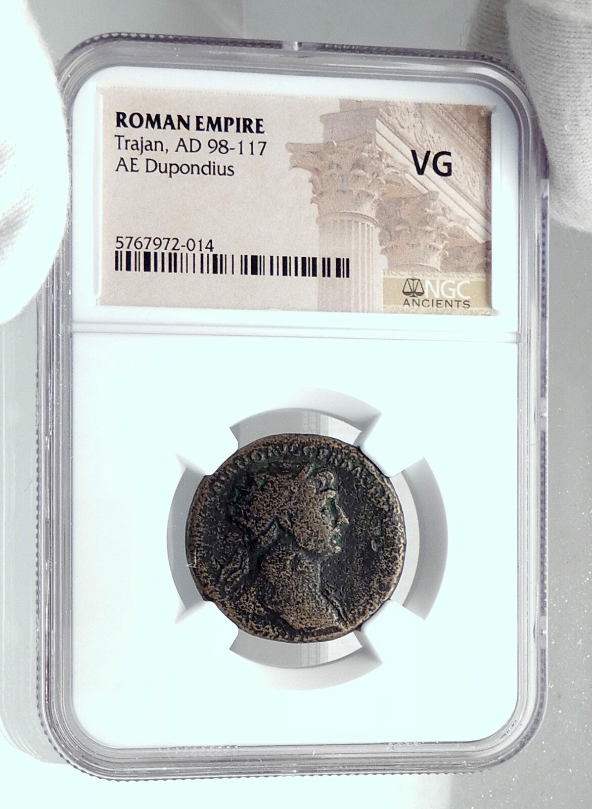 TRAJAN Builds AQUEDUCT the AQUA TRAIANA 112AD Rome Ancient Roman Coin NGC i81423