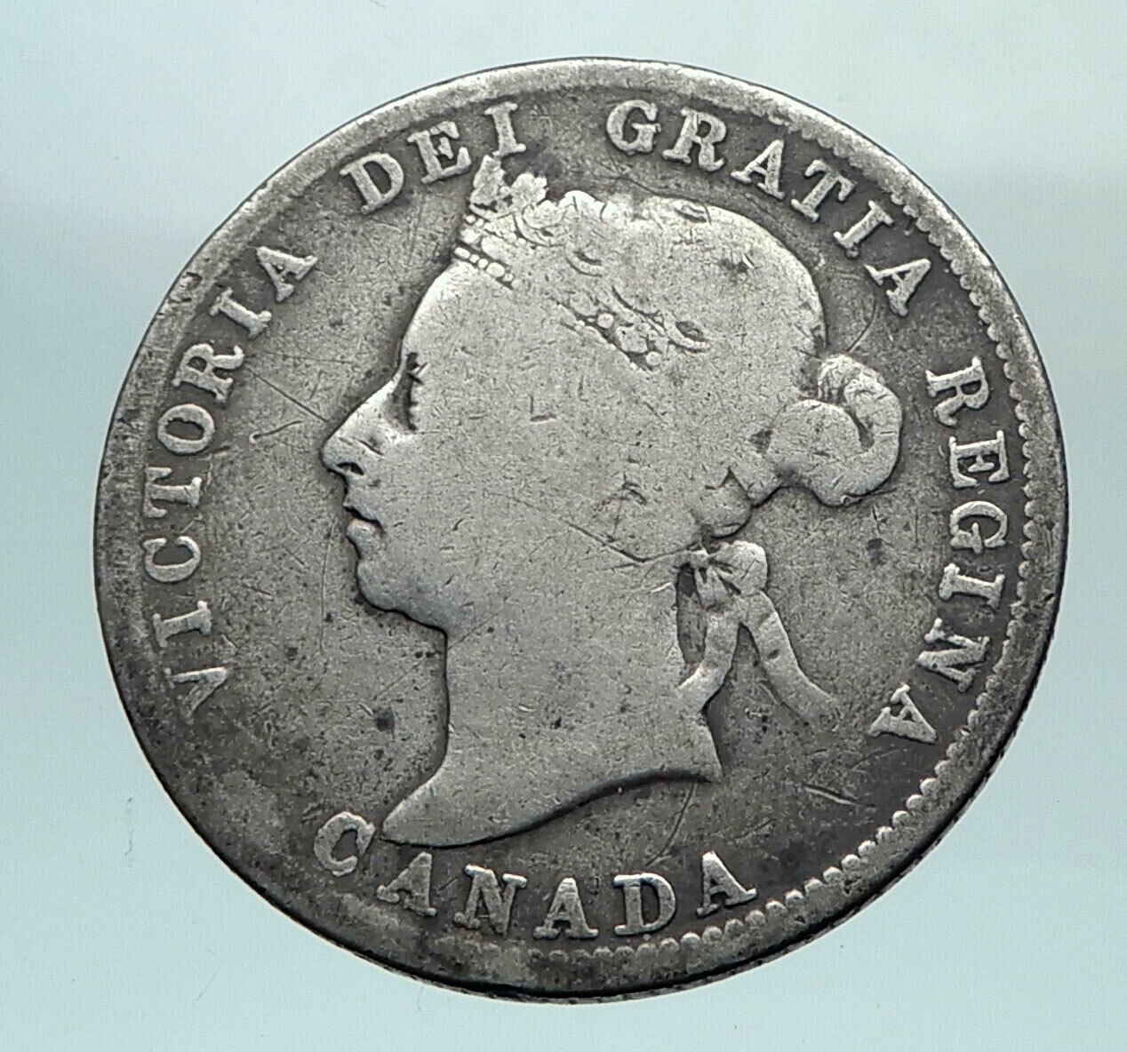 1900 CANADA UK Queen VICTORIA Authentic Antique Silver 25 Cents Coin i81050