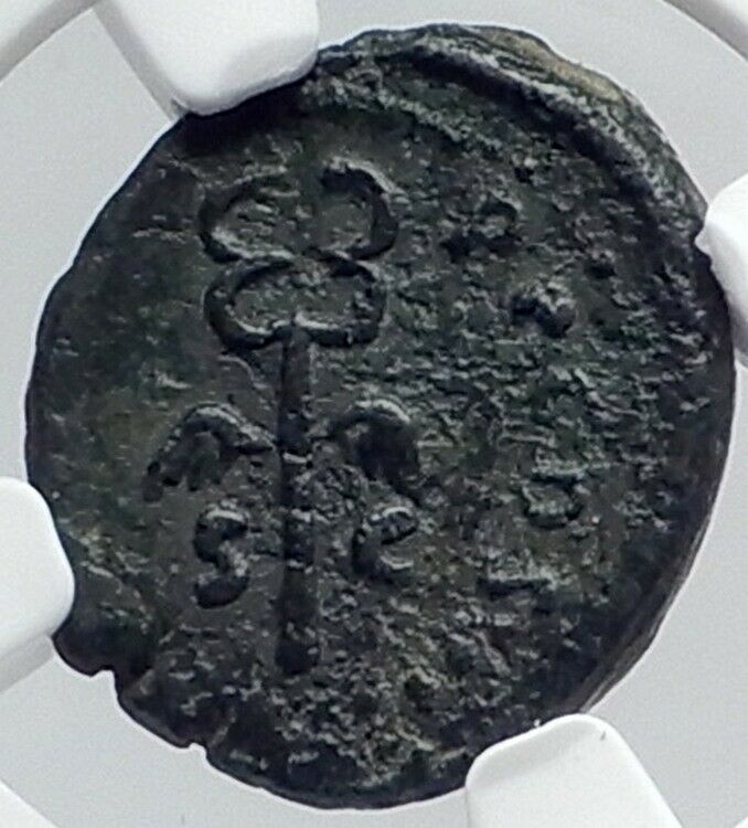 VESPASIAN Authentic Ancient 77AD Quadrans Roman Coin GLOBE CADUCEUS NGC i81809