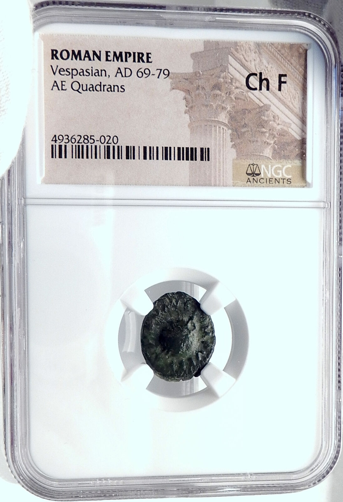 VESPASIAN Authentic Ancient 77AD Quadrans Roman Coin GLOBE CADUCEUS NGC i81809