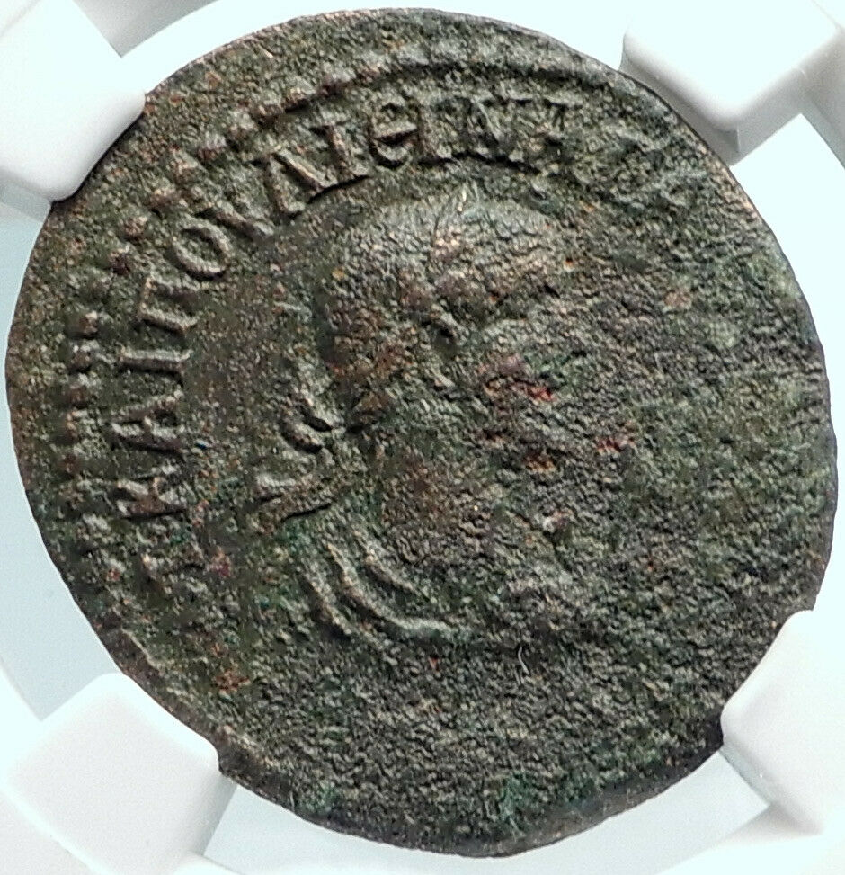 GALLIENUS Authentic Ancient Side Pamphylia Roman Coin ATHENA VOTING NGC i81876