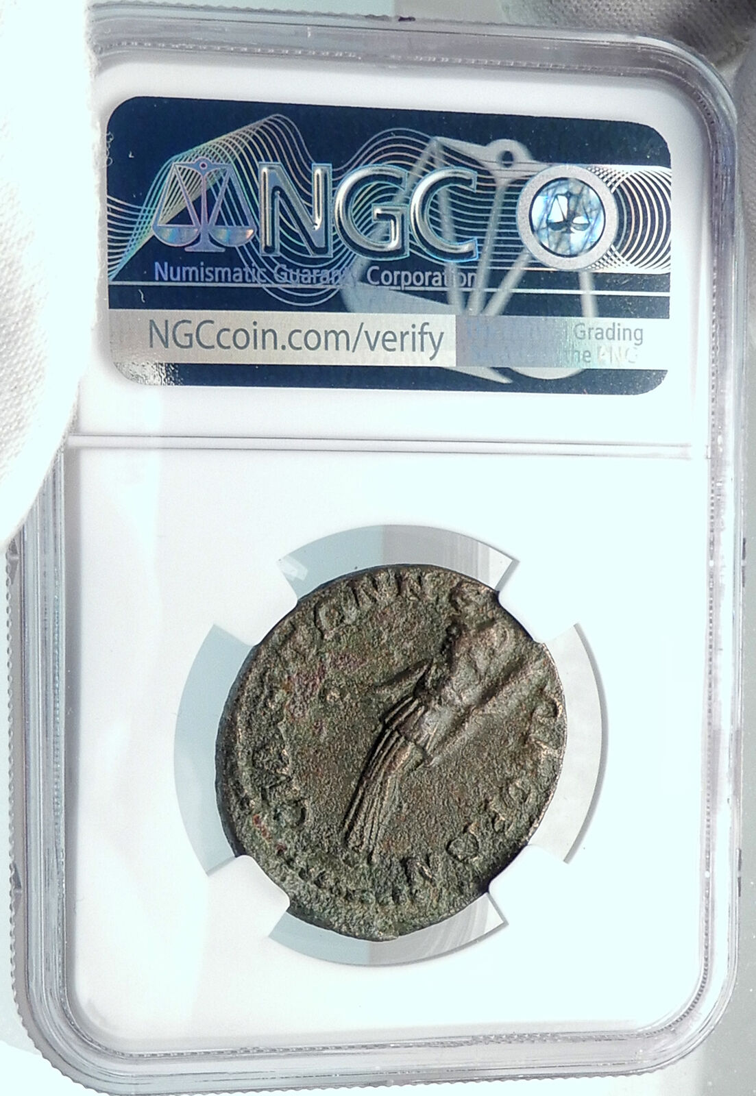 GALLIENUS Authentic Ancient Side Pamphylia Roman Coin ATHENA VOTING NGC i81876