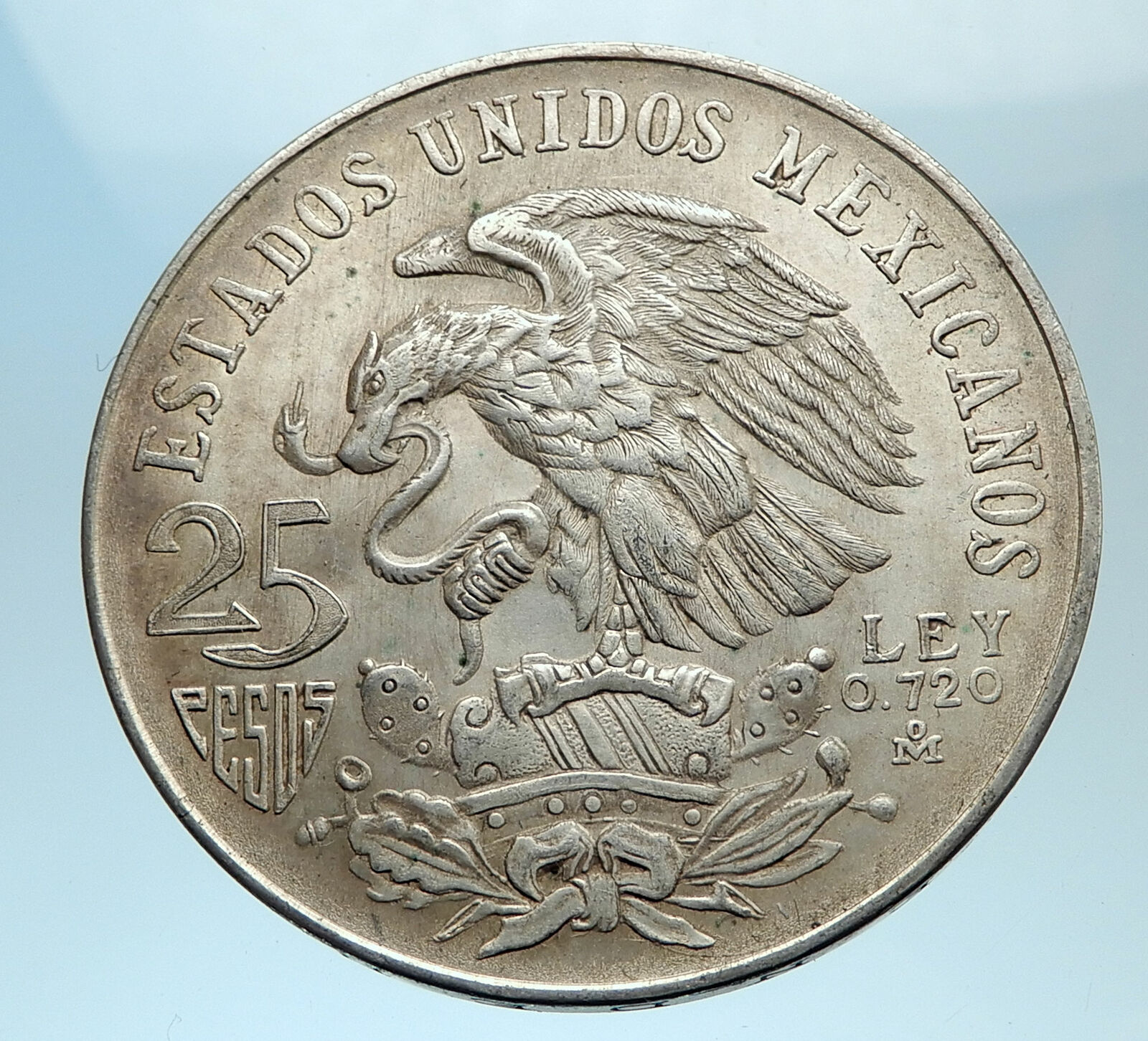 1968 Mexico XIX Olympic Games Aztec Ball Player BIG 25 Pesos Silver Coin i77527