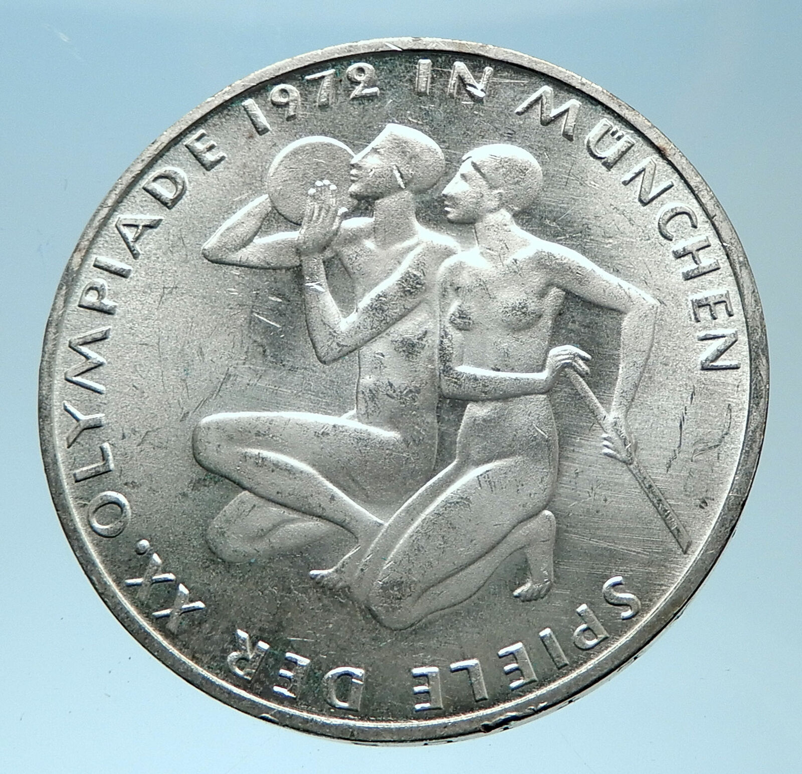 1972 Germany Munich Summer Olympics XX ATHLETES on 10 Mark Silver Coin i77922