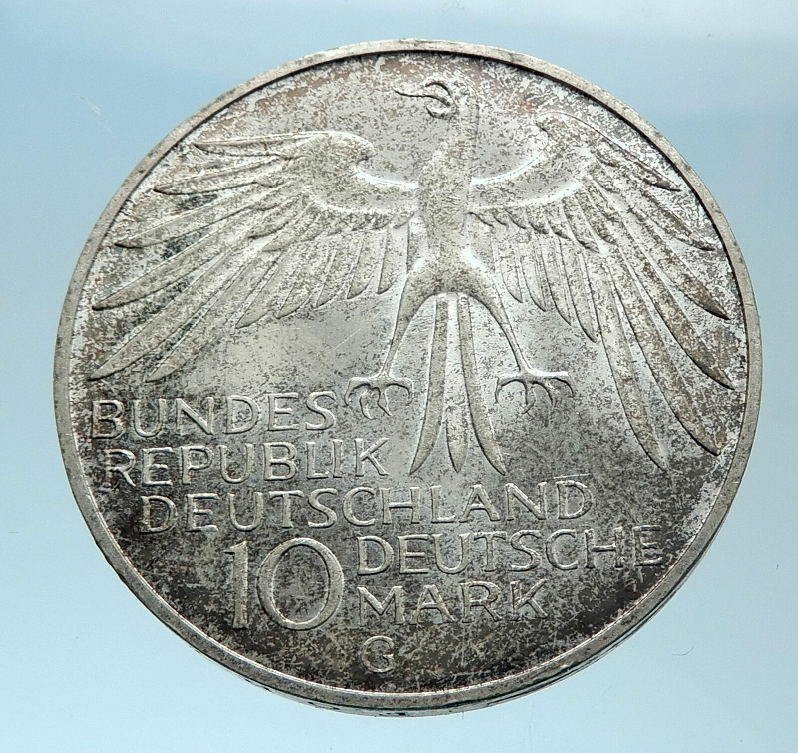 1972 Germany Munich Summer Olympics Stadium Genuine 10 Mark Silver Coin i77901