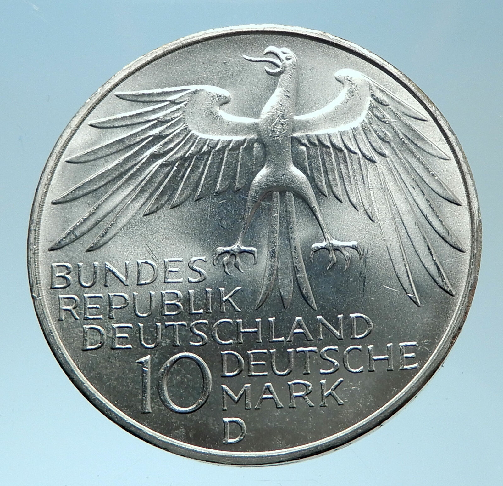 1972 Germany Munich Summer Olympics Stadium Genuine 10 Mark Silver Coin i77923